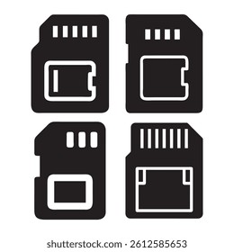 Solid Vector Illustrations of SD Cards, Sd Card Icon set. for mobile concept and web design	