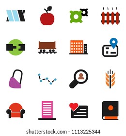 solid vector ixon set - apple fruit vector, constellation, any currency, cereals, heart monitor, navigator, Railway carriage, bandage, connection, apartments, client search, cushioned furniture
