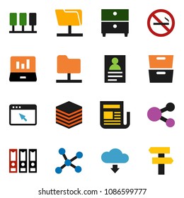 solid vector ixon set - archive vector, personal information, laptop graph, binder, no smoking, newspaper, network, server, folder, big data, browser, share, cloud download, signpost