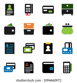 solid vector ixon set - archive vector, personal information, credit card, wallet, reader
