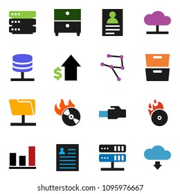 solid vector ixon set - archive vector, personal information, graph, dollar growth, music hit, network, folder, server, cloud, big data, lan connector, download