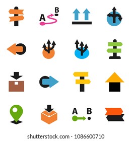 solid vector ixon set - arrow up vector, route, signpost, top sign, package, pin