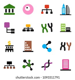 solid vector ixon set - bank vector, building, hierarchy, molecule, dna, chromosomes, ovule, apartments, office