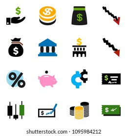 solid vector ixon set - bank vector, japanese candle, crisis, money bag, piggy, investment, coin stack, check, building, cent sign, dollar, percent