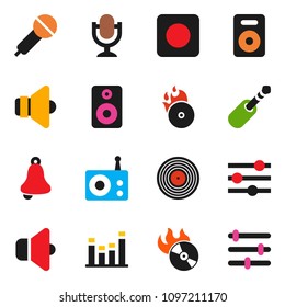 solid vector ixon set - bell vector, disk, music hit, microphone, radio, speaker, equalizer, rec button, jack