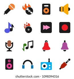 solid vector ixon set - bell vector, music, hit, microphone, radio, speaker, headphones, forward button, rec, jack