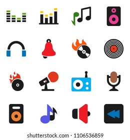solid vector ixon set - bell vector, music, disk, hit, microphone, radio, speaker, equalizer, headphones, backward button
