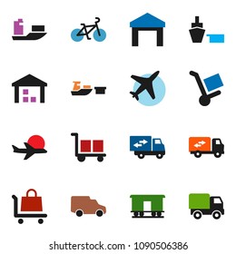 solid vector ixon set - bike vector, plane, ship, car, port, cargo, warehouse, Railway carriage, relocation truck, trolley, delivery