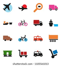 solid vector ixon set - bike vector, plane, truck trailer, delivery, car, port, cargo, search, Railway carriage, amkbulance, trolley