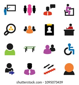 solid vector ixon set - blackboard vector, student, manager, man, personal information, horizontal bar, stairways run, speaking, group, disabled, user, login, client search, consumer