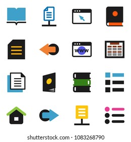 solid vector ixon set - book vector, schedule, document, browser, arrow, network, home, catalog, menu