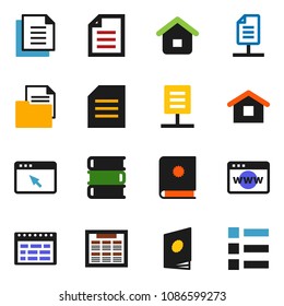 solid vector ixon set - book vector, schedule, document, browser, network, home, catalog, menu