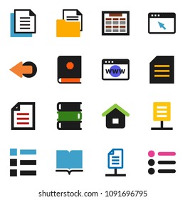 solid vector ixon set - book vector, schedule, document, browser, arrow, network, home, catalog, menu