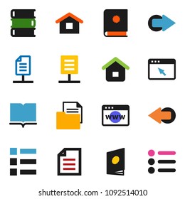solid vector ixon set - book vector, document, browser, arrow, network, home, catalog, menu