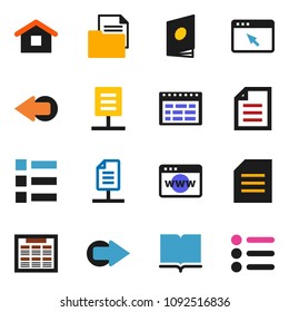 solid vector ixon set - book vector, schedule, document, browser, arrow, network, home, catalog, menu