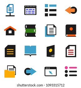 solid vector ixon set - book vector, schedule, document, browser, arrow, network, home, catalog, menu
