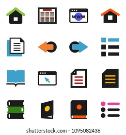 solid vector ixon set - book vector, schedule, document, browser, arrow, home, catalog, menu