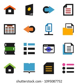 solid vector ixon set - book vector, schedule, document, browser, arrow, network, home, catalog, menu