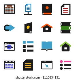 solid vector ixon set - book vector, schedule, document, browser, arrow, network, home, catalog, menu