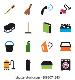 solid vector ixon set - broom vector, vacuum cleaner, mop, bucket, sponge, car fetlock, steaming, washing powder, cleaning agent, washer