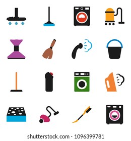 solid vector ixon set - broom vector, vacuum cleaner, mop, bucket, sponge, car fetlock, steaming, washer, cleaning agent