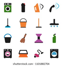 solid vector ixon set - broom vector, vacuum cleaner, mop, bucket, sponge, car fetlock, steaming, washer, cleaning agent