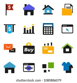 solid vector ixon set - calculator vector, dollar flag, document, equalizer, browser, home, loading, mail, house, buy, clothes