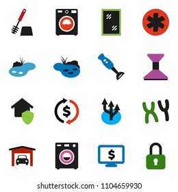 solid vector ixon set - car fetlock vector, window cleaning, toilet brush, washer, blender, exchange, monitor dollar, ambulance star, chromosomes, route arrow, pond, garage, home protect, lock