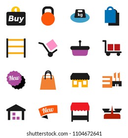 solid vector ixon set - cargo vector, warehouse, weight, shelving, new, shopping bag, market, store, mall, buy, basket, scales