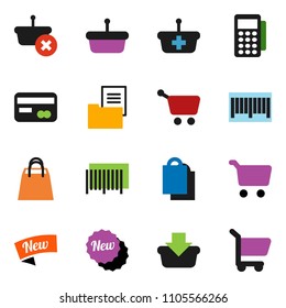 solid vector ixon set - cart vector, estate document, credit card, new, shopping bag, barcode, reader, basket