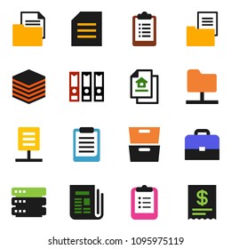 solid vector ixon set - case vector, clipboard, document, archive, binder, newspaper, network folder, big data, estate, receipt