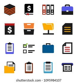 solid vector ixon set - case vector, clipboard, document, archive, exam, annual report, binder, receipt, network folder, big data