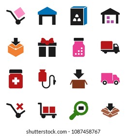 solid vector ixon set - cereal vector, delivery, cargo, no trolley, warehouse, package, search, pills bottle, drop counter, gift