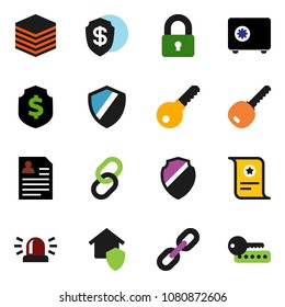 solid vector ixon set - certificate vector, personal information, dollar shield, safe, link, big data, chain, siren, key, lock, home protect, password