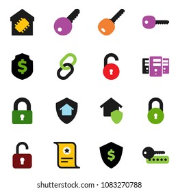 solid vector ixon set - certificate vector, dollar shield, link, server, lock, unlock, key, smart home, protect, password
