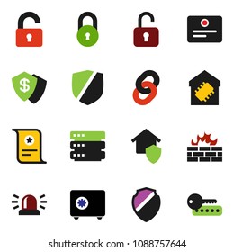 solid vector ixon set - certificate vector, safe, protected, big data, shield, firewall, chain, lock, siren, unlock, smart home, protect, dollar, password