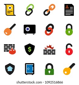 solid vector ixon set - certificate vector, personal information, dollar shield, safe, link, firewall, chain, lock, unlock, key, home protect, password