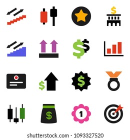 solid vector ixon set - certificate vector, graph, japanese candle, dollar growth, bank building, medal, sign, stairways run, top, favorites, money bag, target