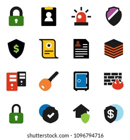 solid vector ixon set - certificate vector, personal information, dollar shield, safe, protected, big data, server, firewall, siren, key, lock, home protect