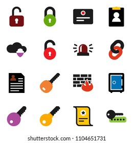 solid vector ixon set - certificate vector, personal information, safe, cloud shield, firewall, chain, lock, unlock, siren, key, password