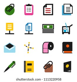 solid vector ixon set - cleaner trolley vector, toilet paper, copybook, pen, clipboard, document, constellation, cash, mail, network, attachment, catalog