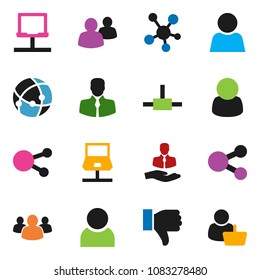 solid vector ixon set - client vector, social media, group, finger down, connect, connection, notebook network, share, user, customer