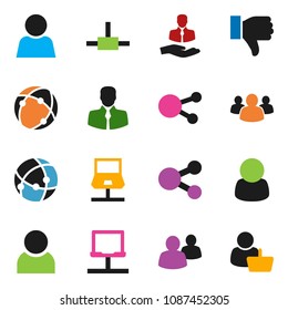 solid vector ixon set - client vector, social media, group, finger down, connect, connection, notebook network, share, user, customer