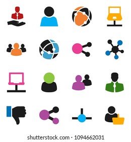 solid vector ixon set - client vector, social media, group, finger down, connect, connection, notebook network, share, user, customer