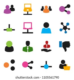 solid vector ixon set - client vector, social media, group, finger down, connect, notebook network, share, user, customer