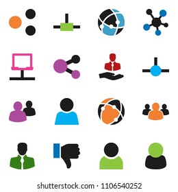 solid vector ixon set - client vector, social media, group, finger down, connect, connection, notebook network, share, user, customer