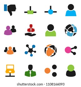 solid vector ixon set - client vector, social media, group, finger down, connect, connection, notebook network, share, user, customer