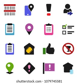 solid vector ixon set - clipboard vector, exam, no alcohol sign, attention, traking, finger up, login, pin, smart home