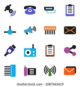 solid vector ixon set - clipboard vector, phone, radio, satellitie, loudspeaker, classic, mail, hdmi, connect, hub, share, wireless