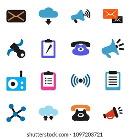 solid vector ixon set - clipboard vector, satellite, phone, radio, loudspeaker, classic, mail, network, cloud exchange, download, wireless